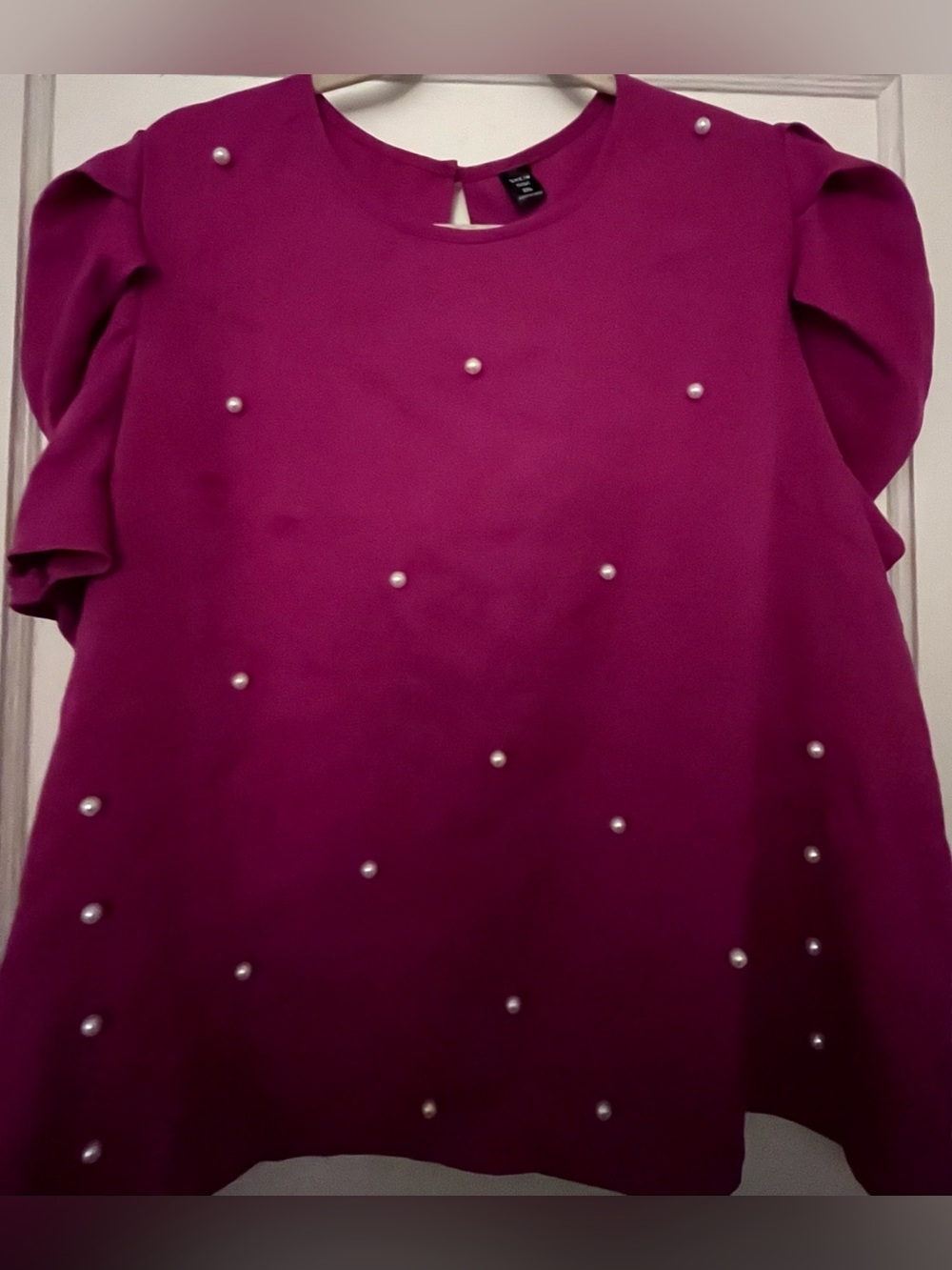 Fuchsia Pearl-Embellished Top